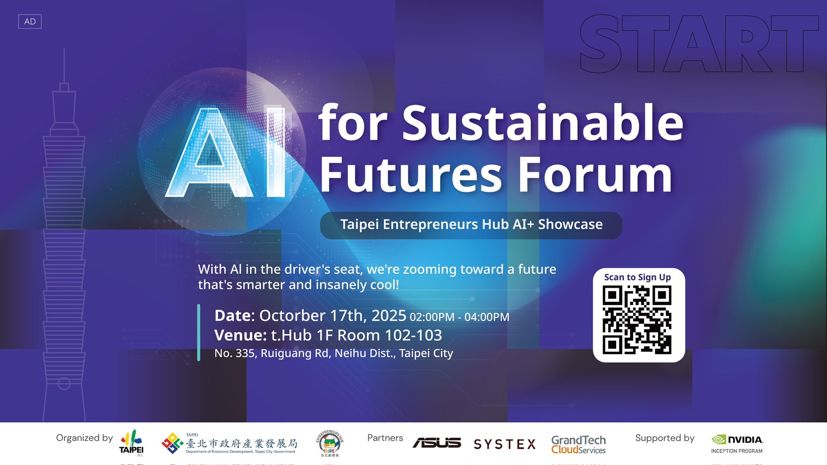 AI for Sustainable Futures Forum: Taipei Entrepreneurs Hub AI+ Showcase